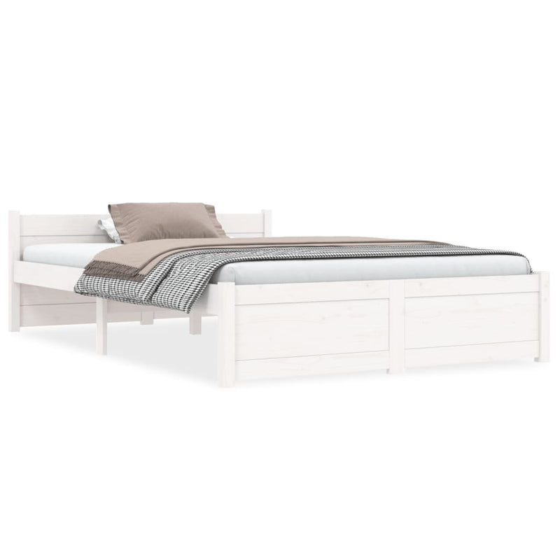 Bedframe massief hout wit 135x190 cm