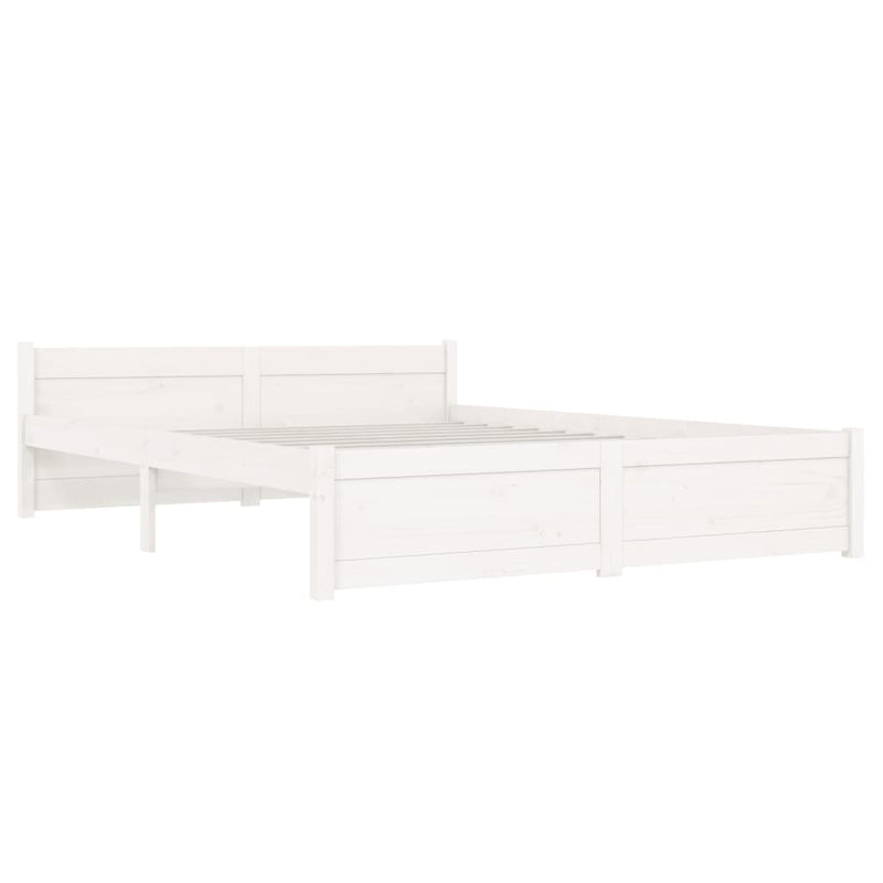 Bedframe massief hout wit 140x190 cm