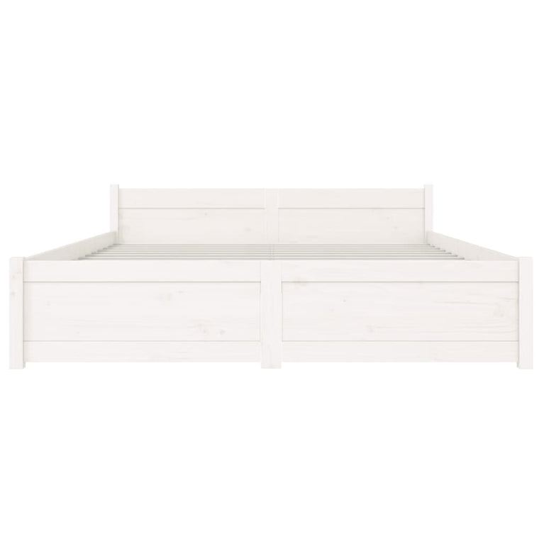 Bedframe massief hout wit 140x190 cm