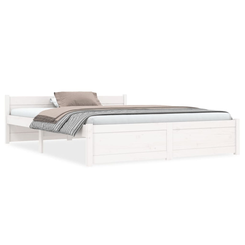 Bedframe massief hout wit 140x190 cm
