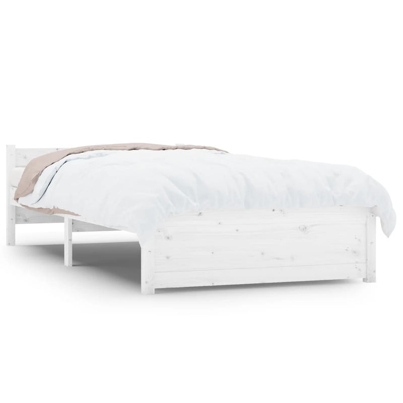 Bedframe massief hout wit 100x200 cm