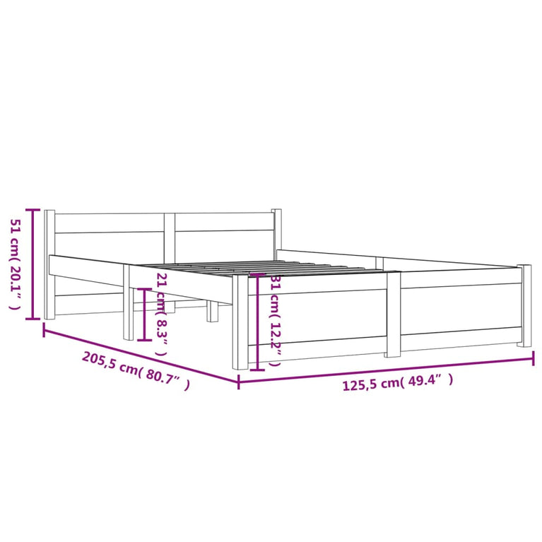 Bedframe massief hout 120x200 cm