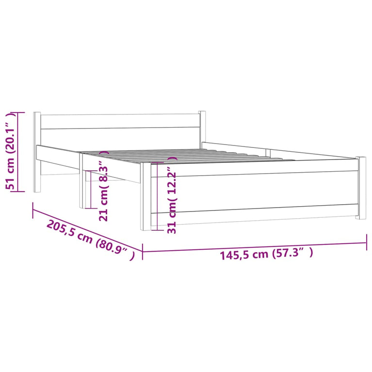 Bedframe massief hout 140x200 cm