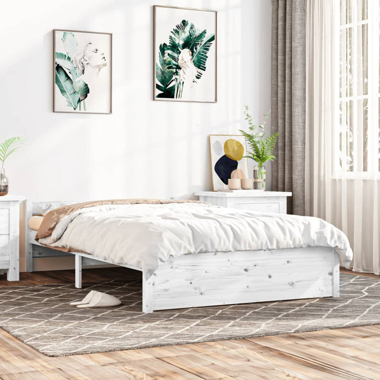 Bedframe massief hout wit 140x200 cm