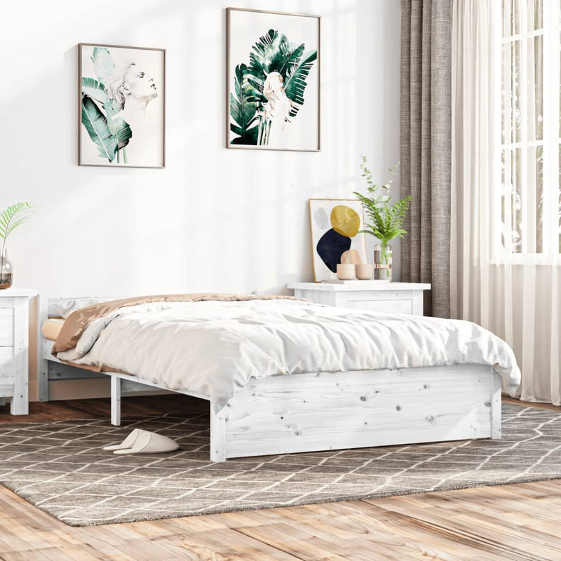 Bedframe massief hout wit 140x200 cm