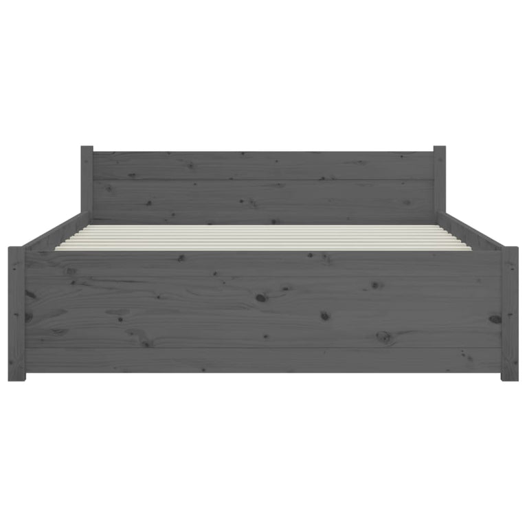 Bedframe massief hout grijs 140x200 cm