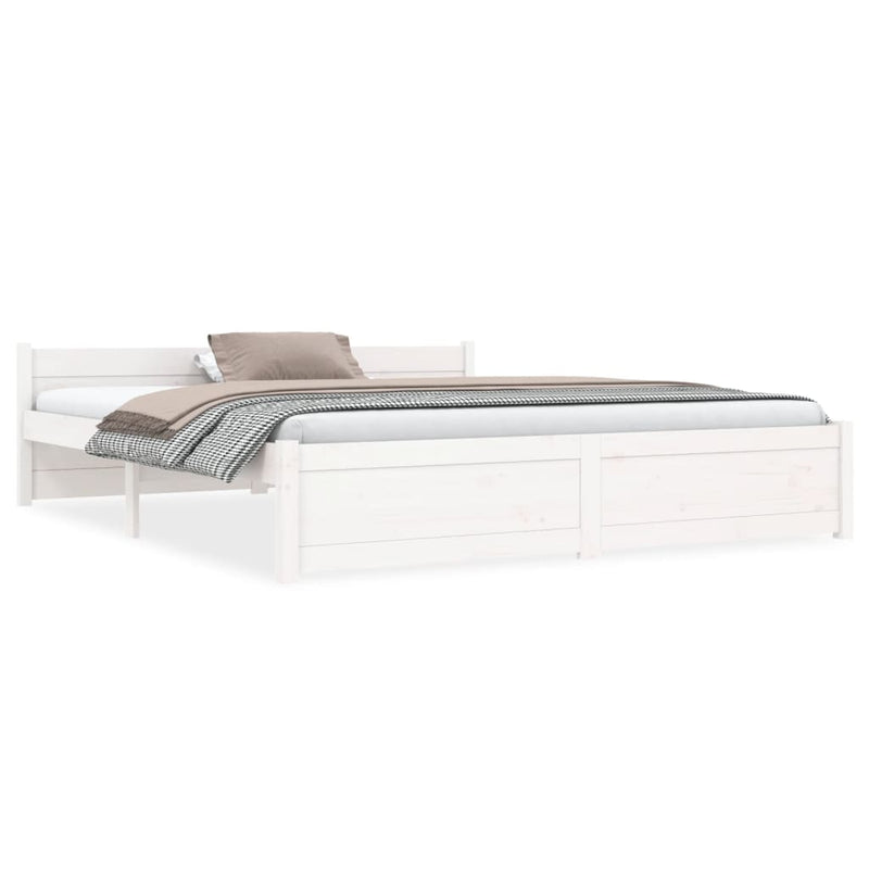 Bedframe massief hout wit 150x200 cm