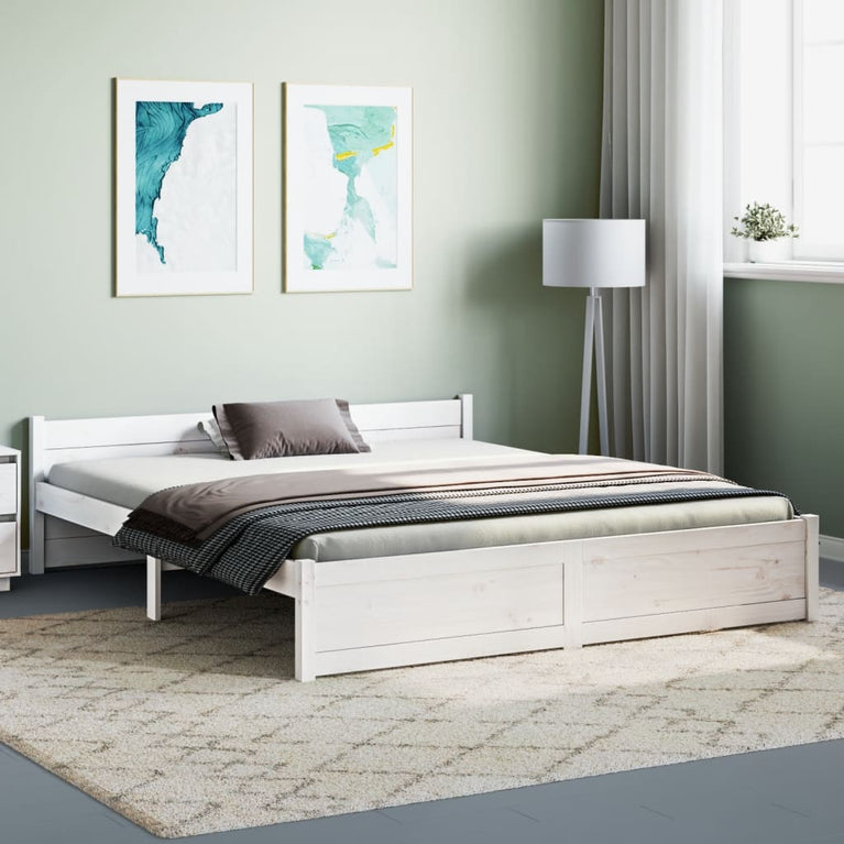 Bedframe massief hout wit 160x200 cm