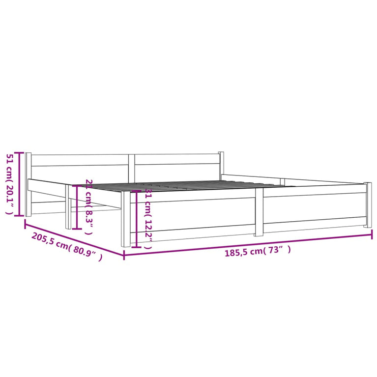 Bedframe massief hout 180x200 cm