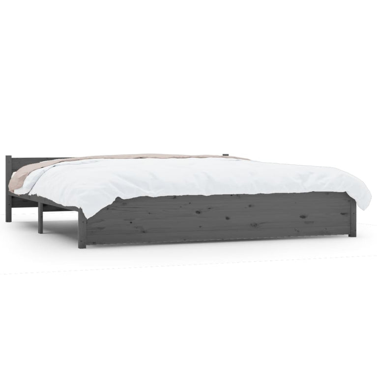Bedframe massief hout grijs 180x200 cm