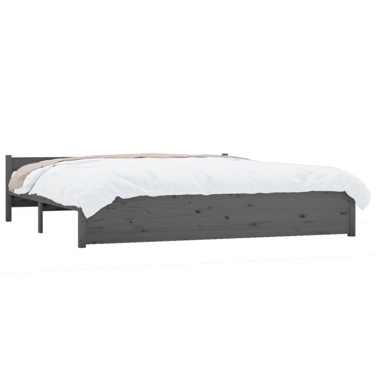 Bedframe massief hout grijs 180x200 cm