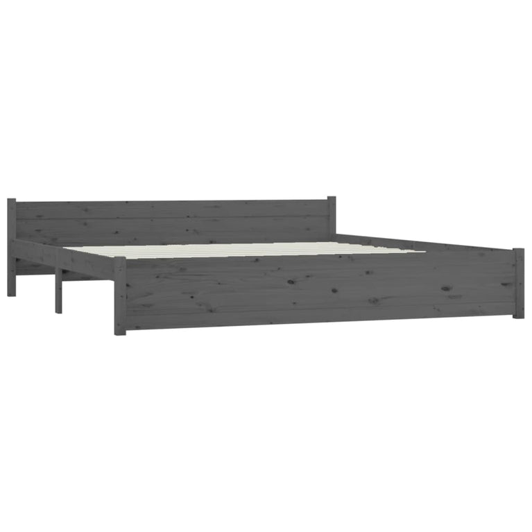Bedframe massief hout grijs 180x200 cm