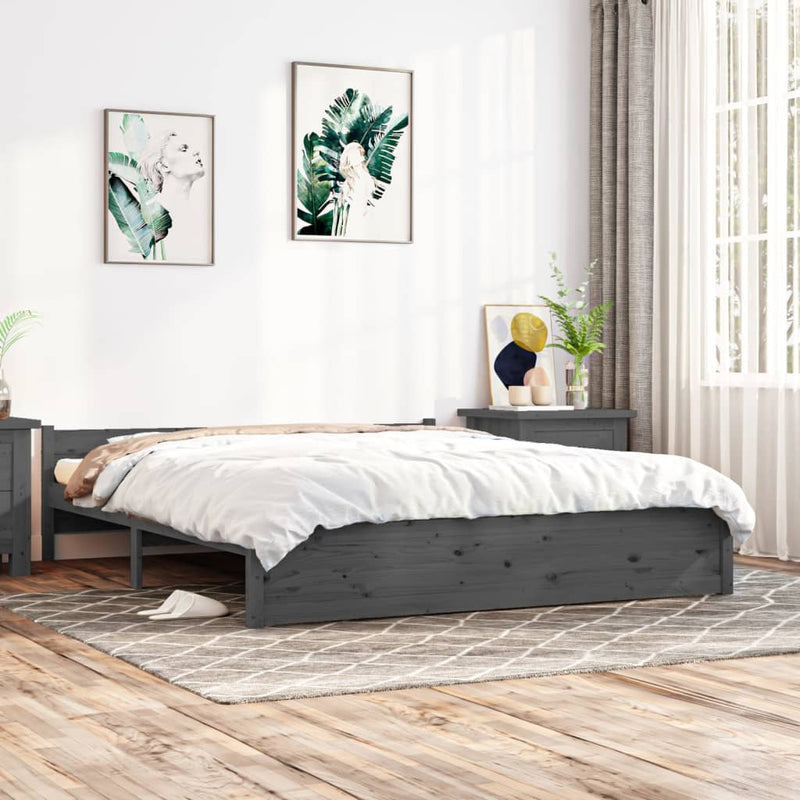 Bedframe massief hout grijs 180x200 cm