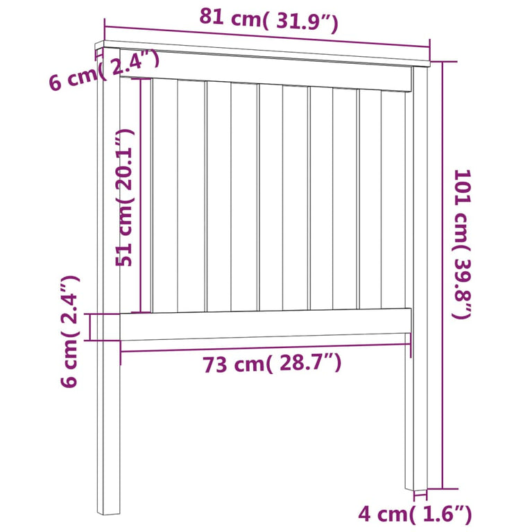 Hoofdbord 81x6x101 cm massief grenenhout grijs