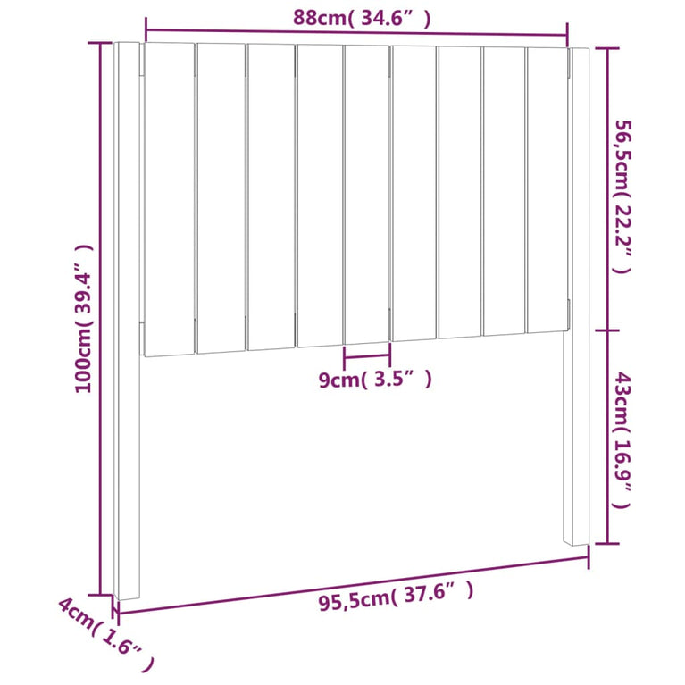 Hoofdbord 95,5x4x100 cm massief grenenhout