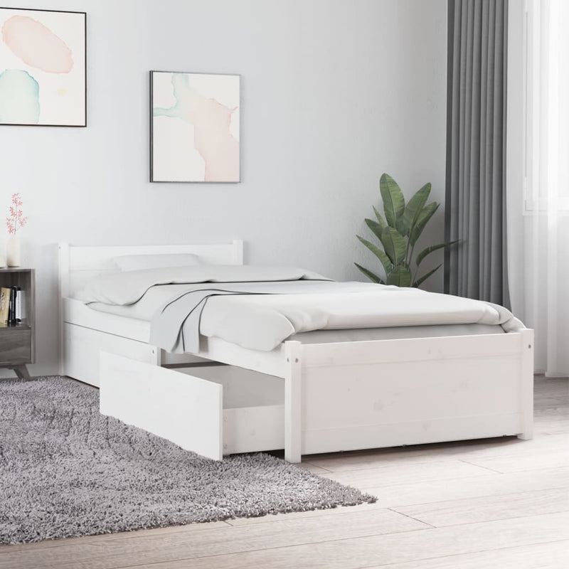 Bedframe met lades wit 75x190 cm