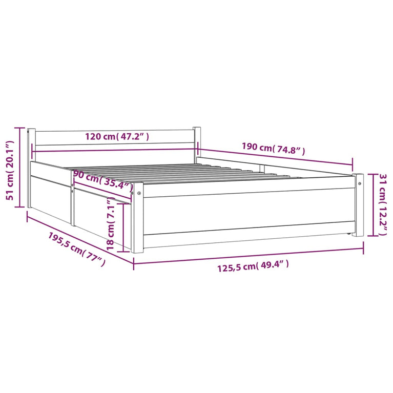 Bedframe met lades wit 120x190 cm