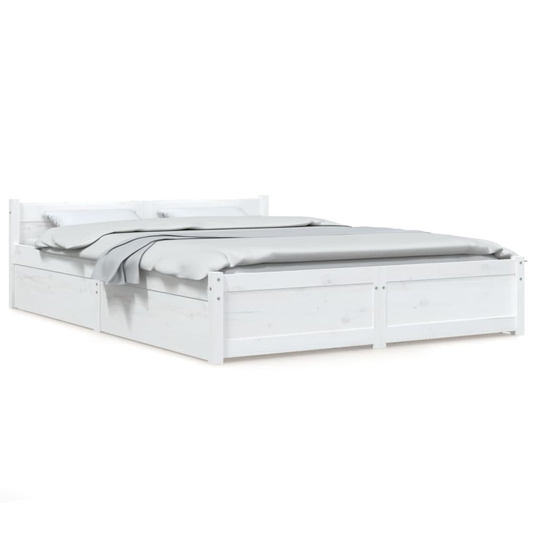 Bedframe met lades wit 135x190 cm