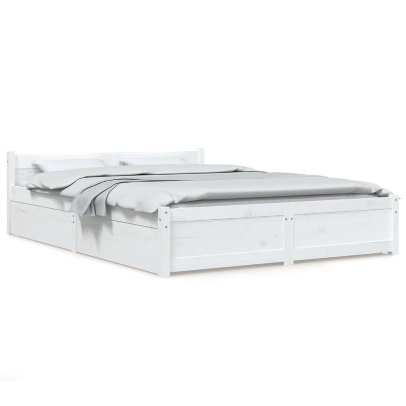 Bedframe met lades wit 135x190 cm
