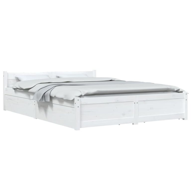 Bedframe met lades wit 135x190 cm