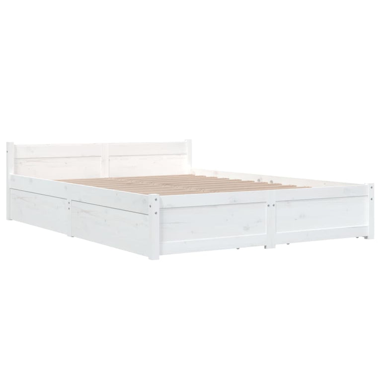 Bedframe met lades wit 135x190 cm