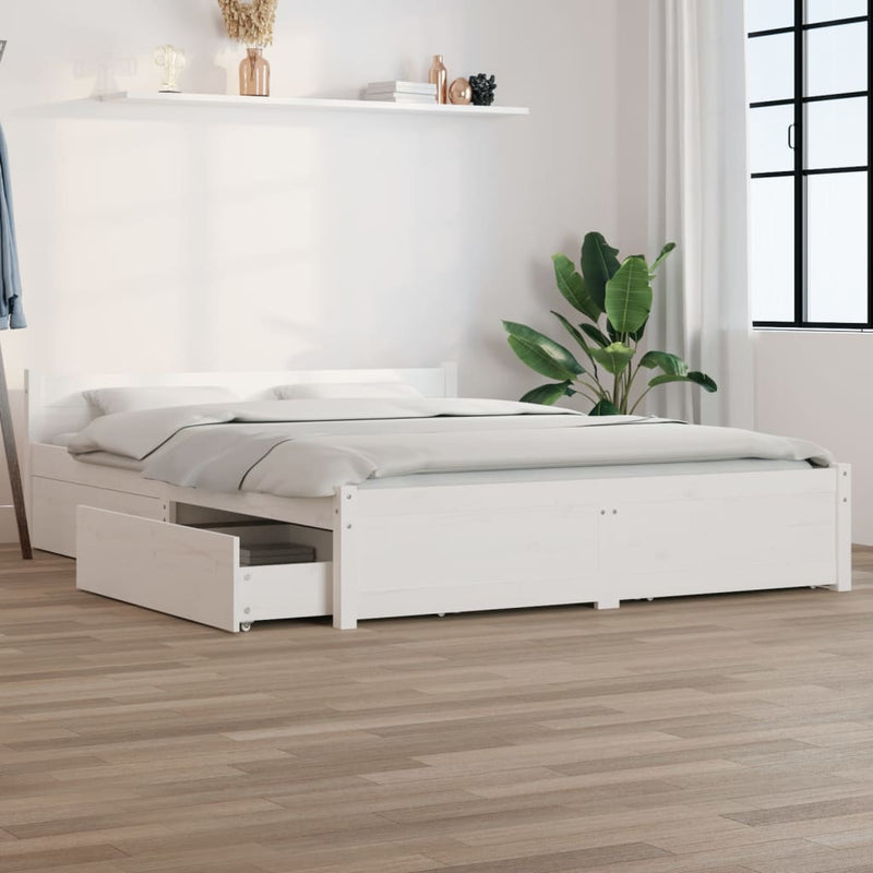 Bedframe met lades wit 135x190 cm