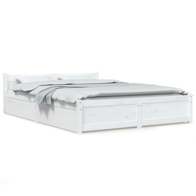 Bedframe met lades wit 140x190 cm