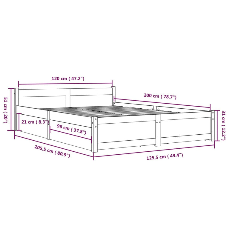 Bedframe met lades wit 120x200 cm