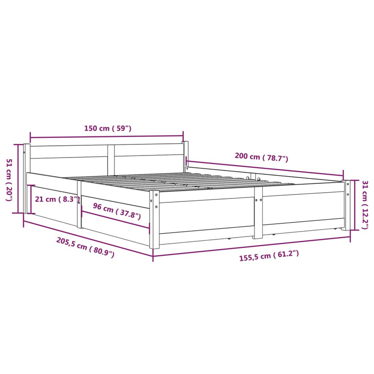 Bedframe met lades 150x200 cm