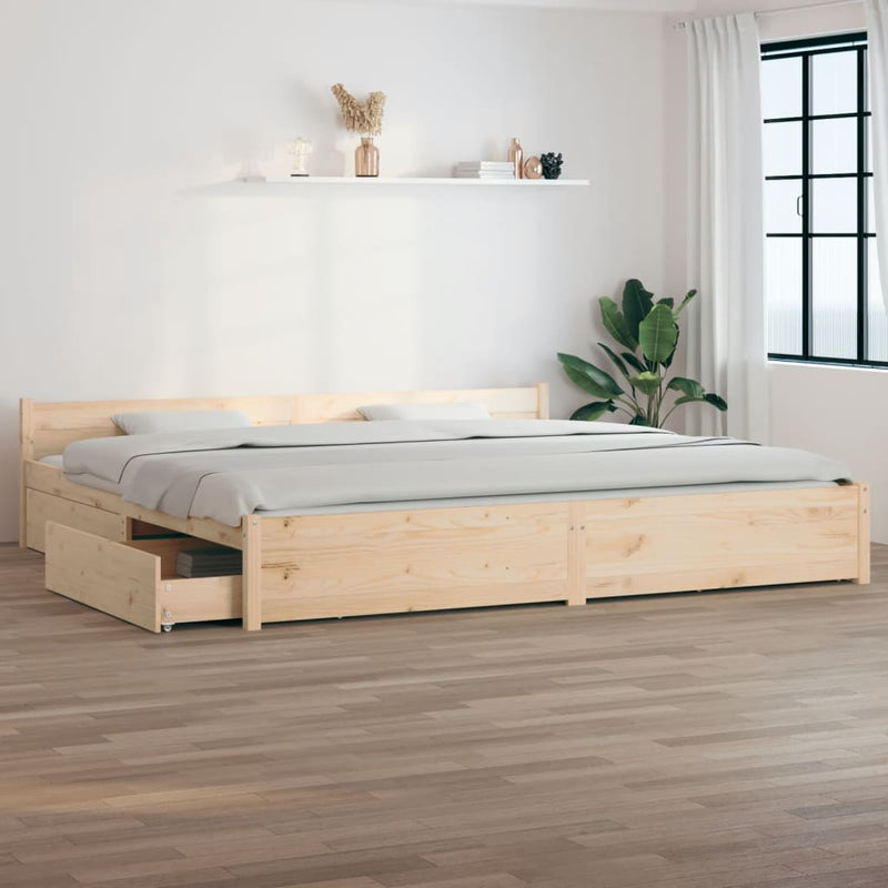 Bedframe met lades wit 180x200 cm Super King Size