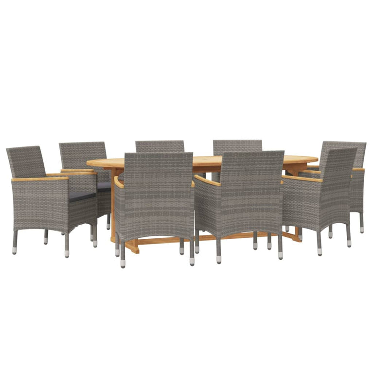 9-delige Tuinset met kussens grijs