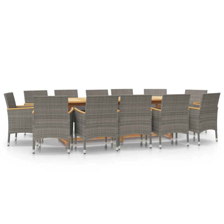 13-delige Tuinset met kussens grijs