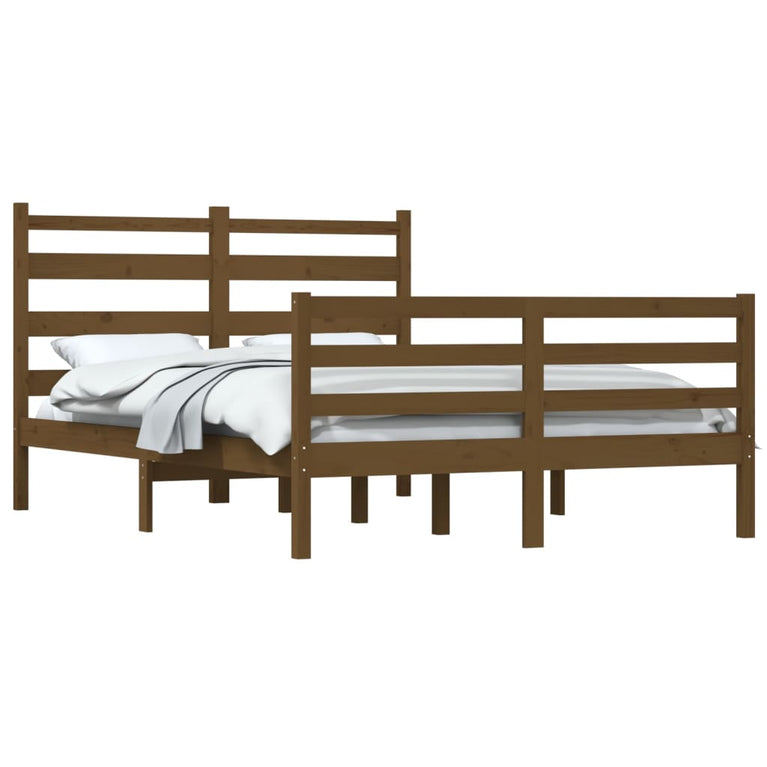 Bedframe massief grenenhout honingbruin 160x200 cm