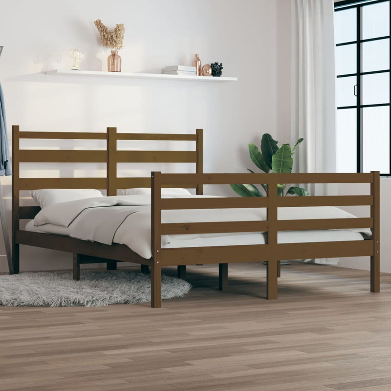 Bedframe massief grenenhout honingbruin 160x200 cm