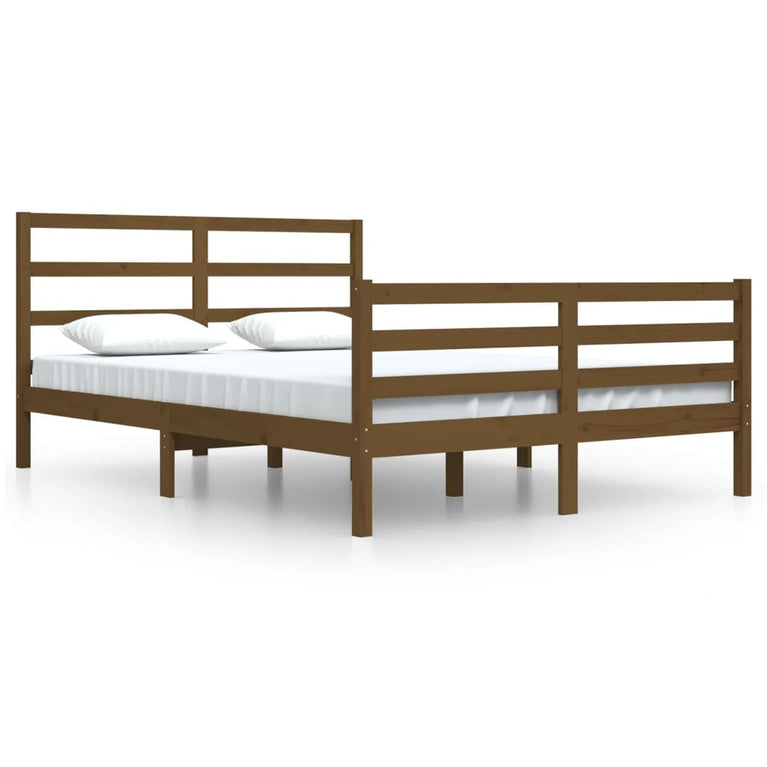 Bedframe massief grenenhout honingbruin 160x200 cm