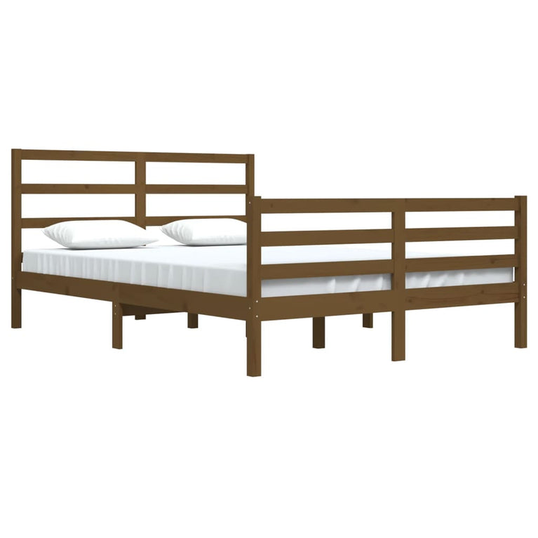 Bedframe massief grenenhout honingbruin 160x200 cm