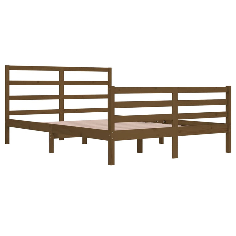 Bedframe massief grenenhout honingbruin 160x200 cm