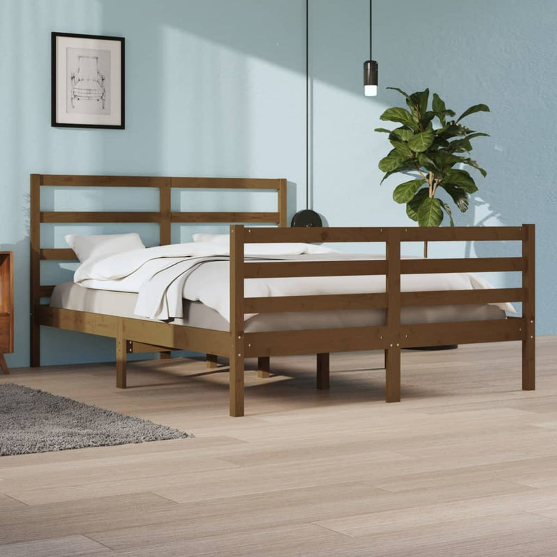 Bedframe massief grenenhout honingbruin 160x200 cm