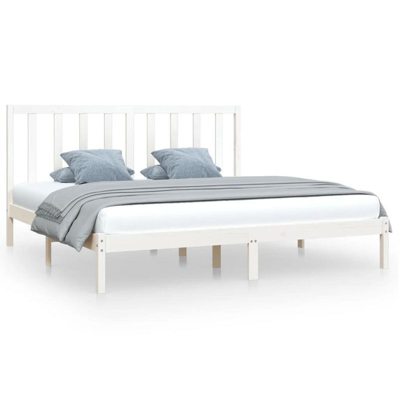 Bedframe massief grenenhout wit 180x200 cm