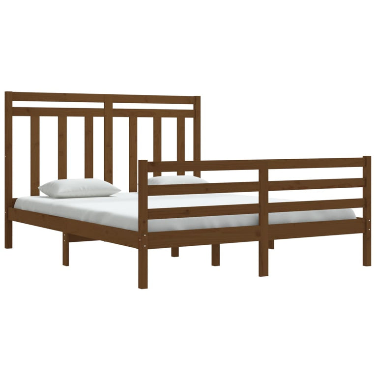 Bedframe massief hout honingbruin 160x200 cm