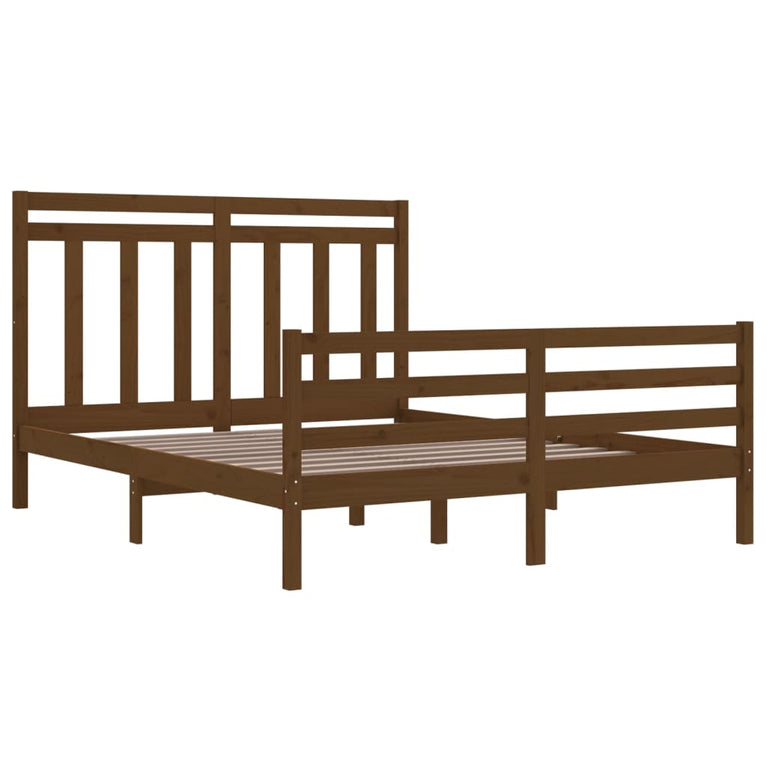 Bedframe massief hout honingbruin 160x200 cm