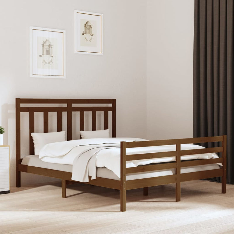 Bedframe massief hout honingbruin 160x200 cm