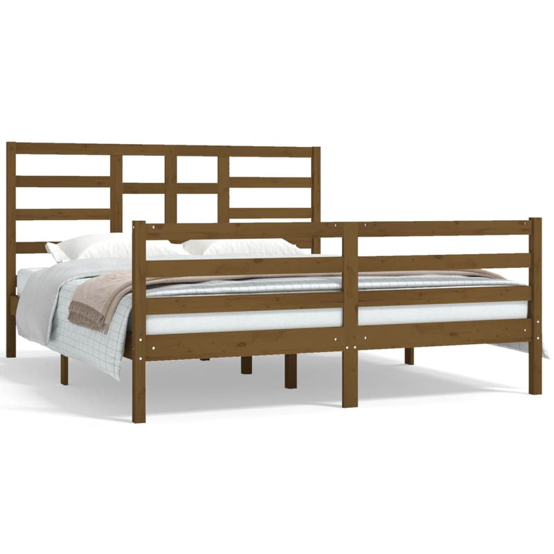 Bedframe massief hout honingbruin 160x200 cm
