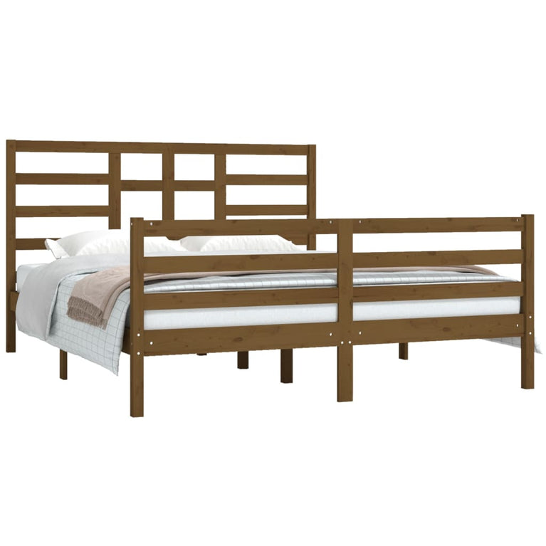 Bedframe massief hout honingbruin 160x200 cm