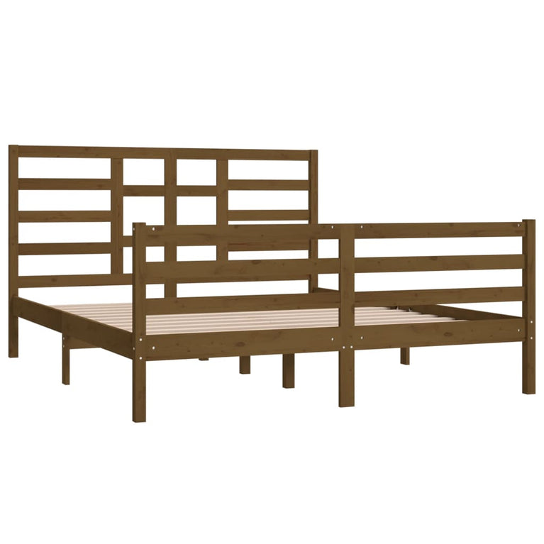 Bedframe massief hout honingbruin 160x200 cm