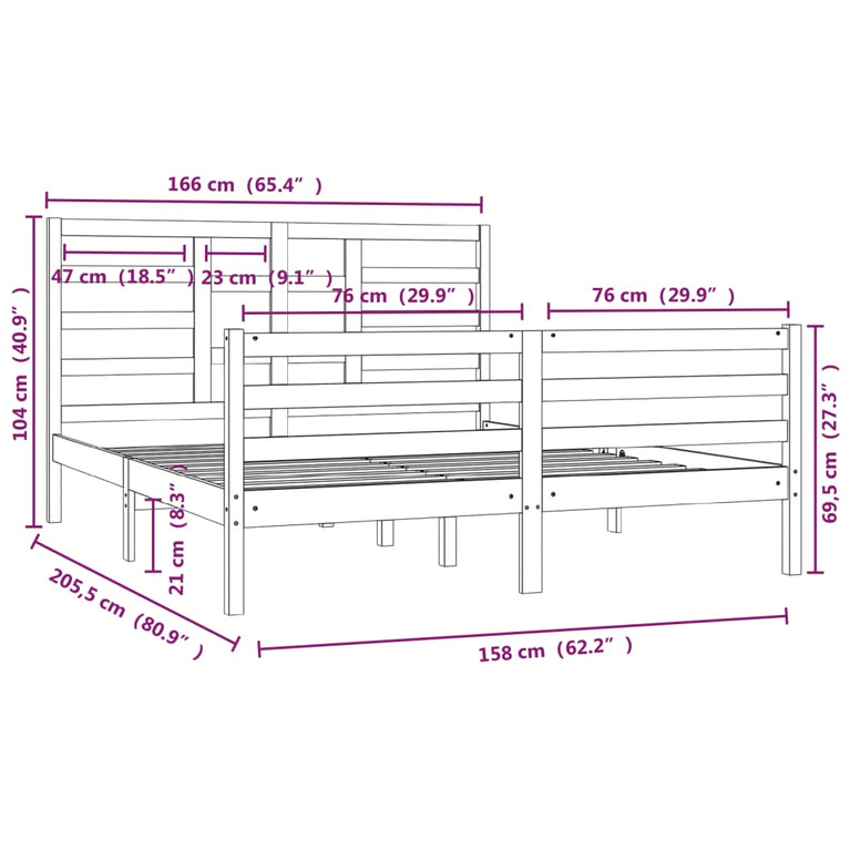 Bedframe massief hout honingbruin 160x200 cm