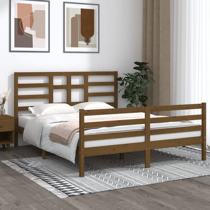 Bedframe massief hout honingbruin 160x200 cm
