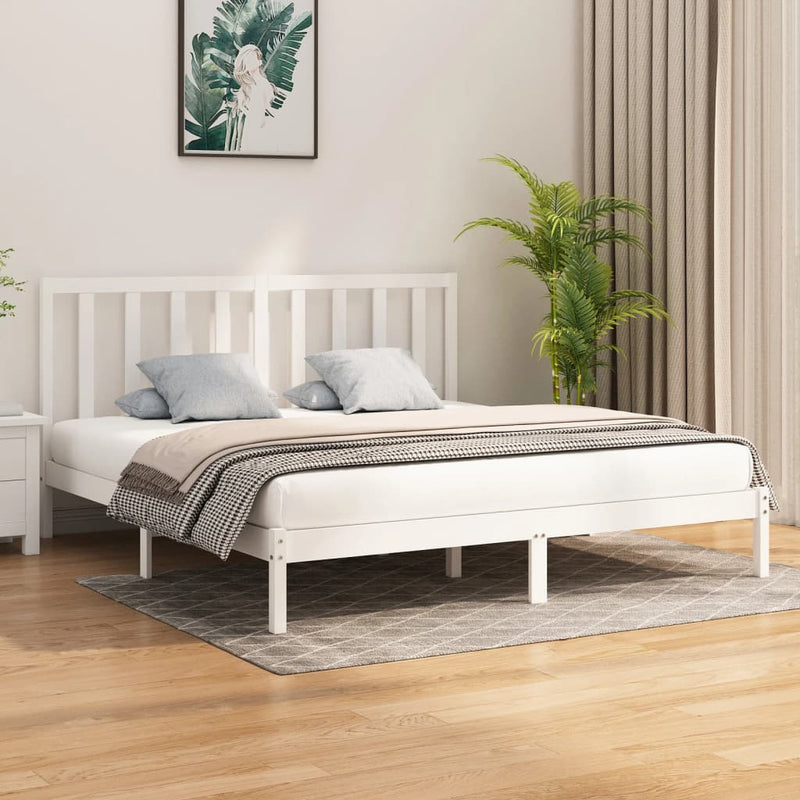 Bedframe massief hout wit 180x200 cm