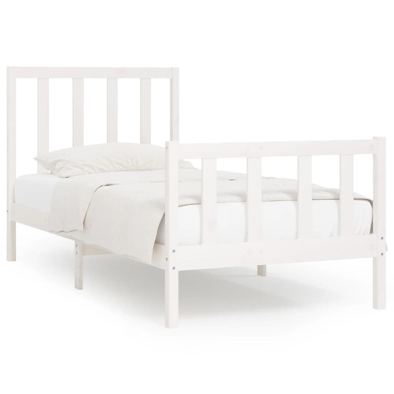 Bedframe massief hout wit 90x200 cm