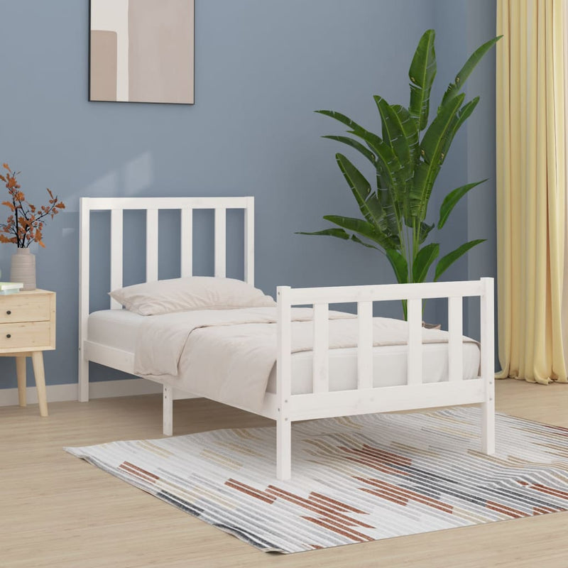 Bedframe massief hout wit 90x200 cm